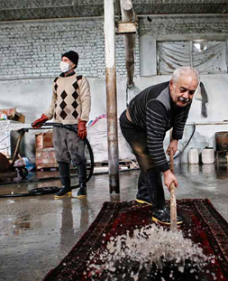 شستشوی سنتی قالی در قالیشویی قلم کرج 